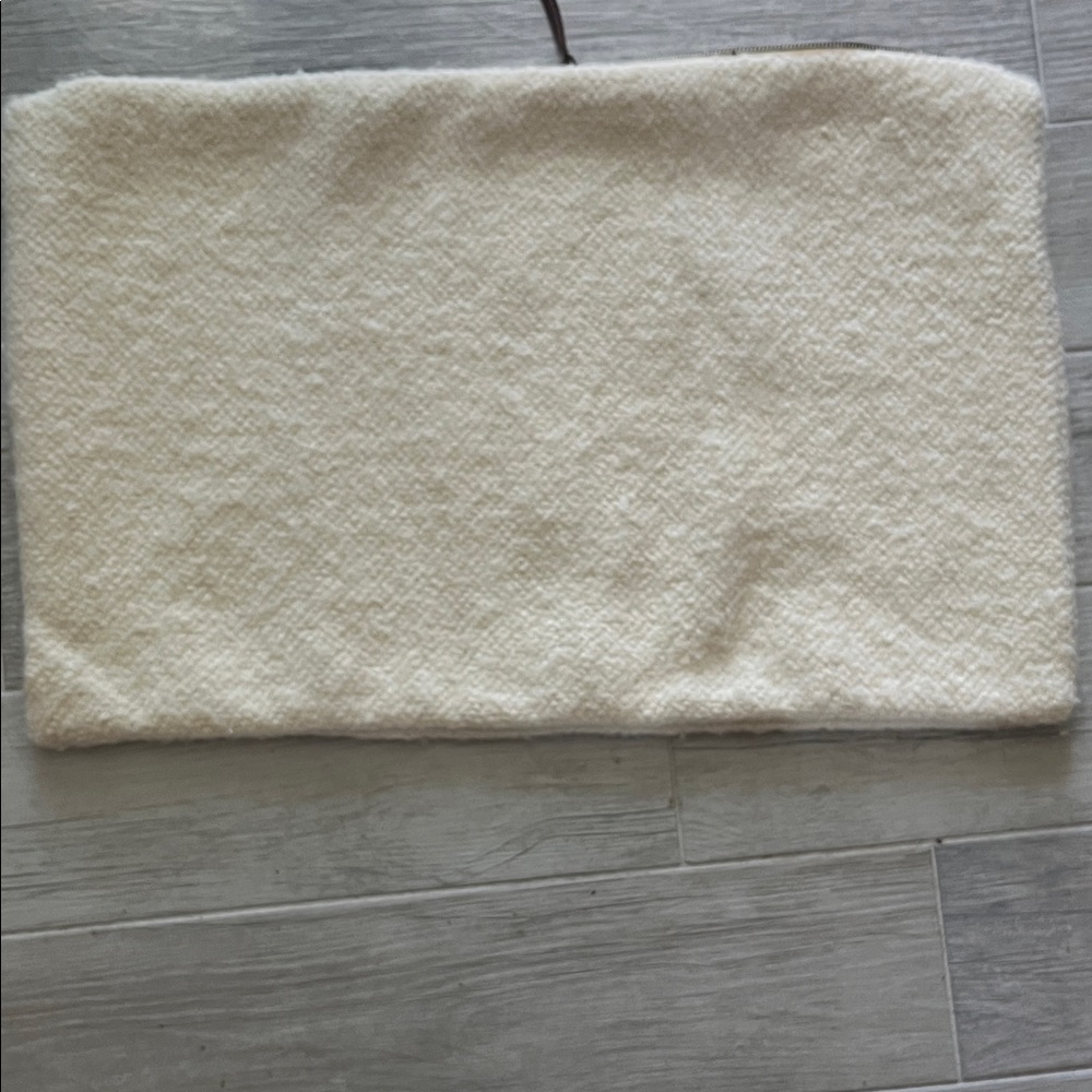 Pottery Barn wool linen cotton lumbar sherpa pillow sham cream white side zipper